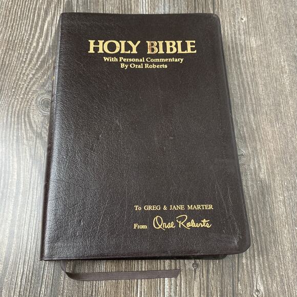 Holy Bible w/ Personal Commentary. Oral Roberts 1981 Genuine Leather Concord - Picture 1 of 10